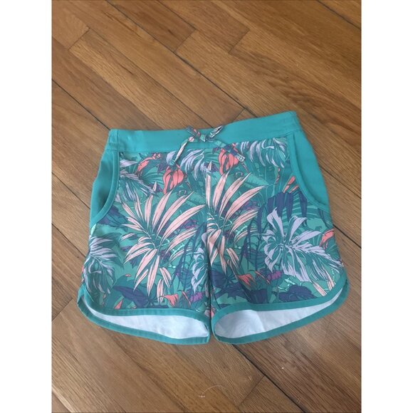 Columbia Girl's Hawaiian Teal Print Water Shorts Size Small - Picture 2 of 5